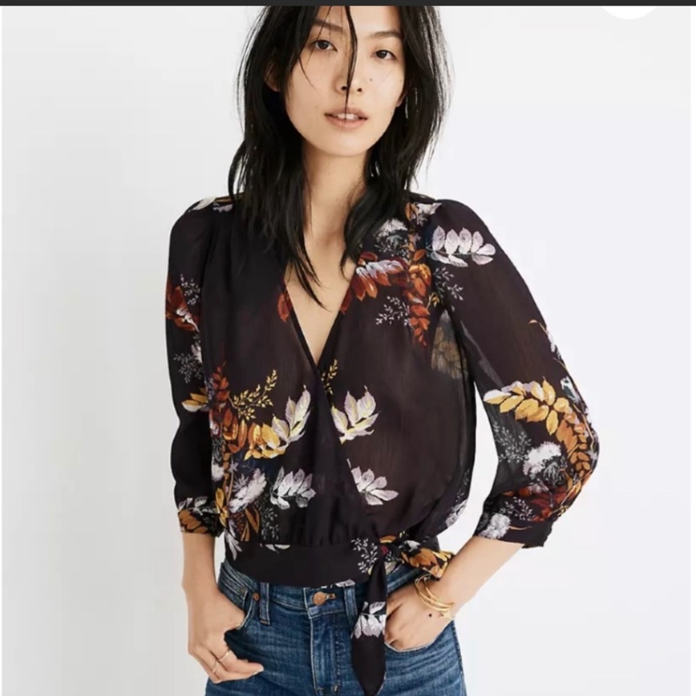Madewell Wrap Top Blooming Oasis size small